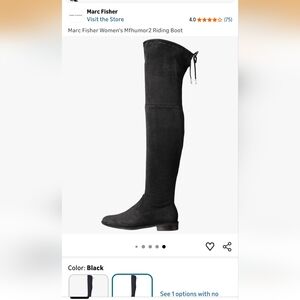 MARC FISHER HUMOR 2 Over-the-Knee Black Suede Women's Riding Boot